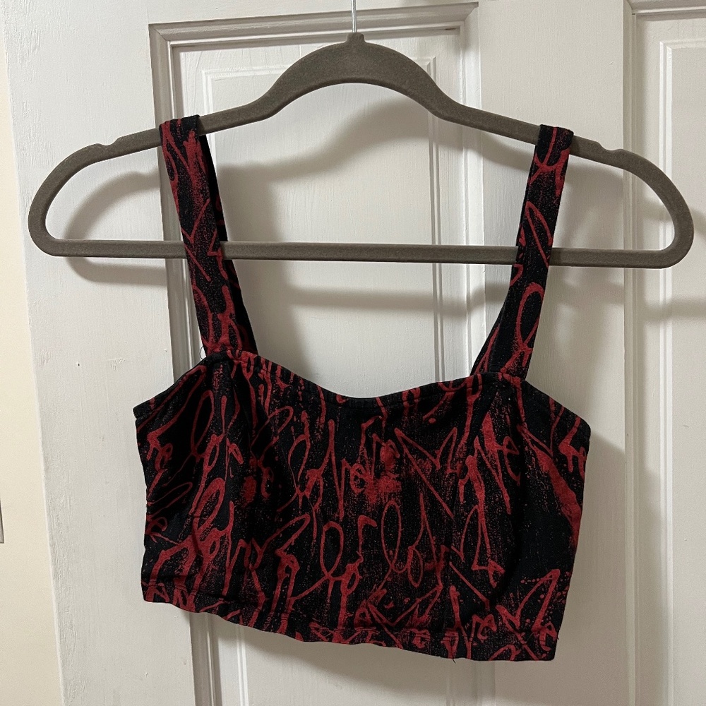 Black and red crop top
